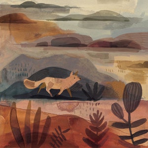 Fox and Cactus Art Print, Landscape illustration, Animal Wall Art, housewarming gift, Home decor, Kass Reich image 4