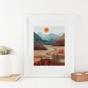 Desert Landscape Art Print Sunset Art Print, Nursery Wall Art, Sunset Painting image 2