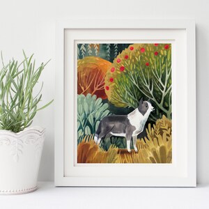 Border Collie Kunstdruck Home Decor, Wandkunst, Border Collie, Garten Illustration, Hund-Liebhaber-Geschenk, Hund Kunst Bild 1