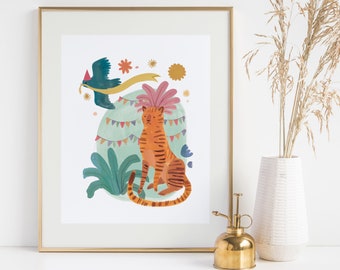 Wild one - Tiger Art print, Nursery decor, kids room wall art