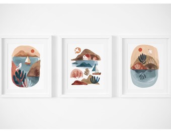 Nautical Series - Art prints, set of three, Home Decor, by the Sea