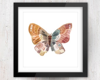 Moth Art Print - Nursery Wall decor, Nature Wall Art, Butterly Painting, Moth Painting, Moth illustration
