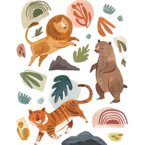 Lions, tigres et ours Animal Art Print, Nursery & Kids Room Decor, Digital Download Animal Art Print image 4