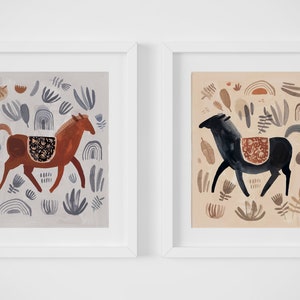 Horse Print Set - Painting Print Set, Horse wall Art, Set of 2 wall decor, Horse print, Canadian Sellers