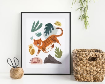 Tiger Art Print - Nursery decor, Kids Room Art, Nursery Prints, Animal Nursery Decor, Tiger Nursery Wall Art