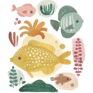 Sea Life Art Digital Print Set of 2, Fish Wall Prints, Nursery Decor, Baby Shower Gift image 2