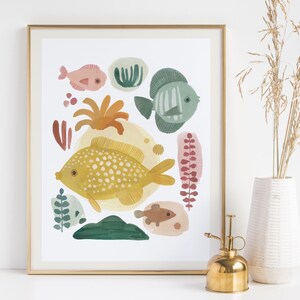 Sea Life Art Digital Print Set of 2, Fish Wall Prints, Nursery Decor, Baby Shower Gift image 5