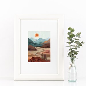 Desert Landscape Art Print Sunset Art Print, Nursery Wall Art, Sunset Painting image 4