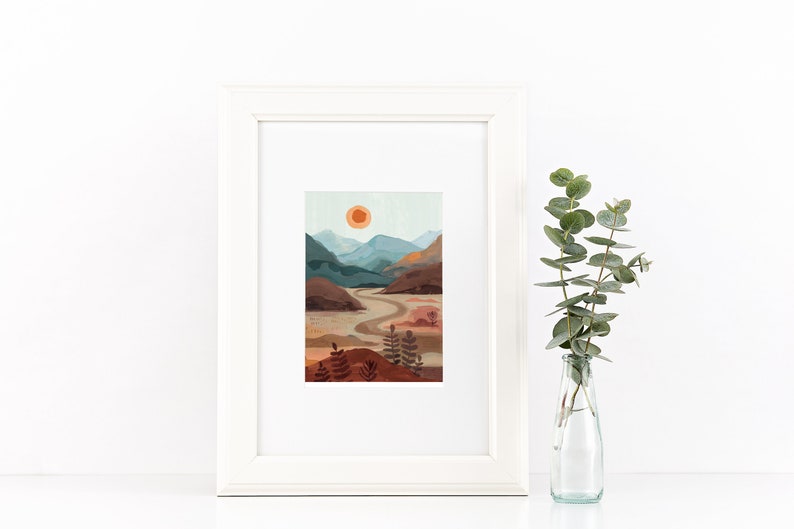 Desert Landscape Art Print Sunset Art Print, Nursery Wall Art, Sunset Painting image 4