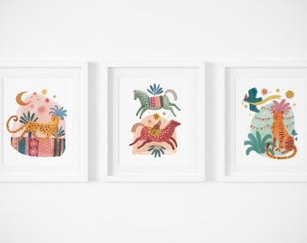 Wild Ones - Set of 3 Art Prints, Nursery Decor,