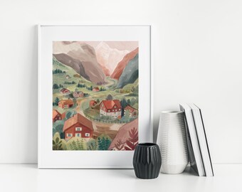 Swiss Mountain Village - Art Print