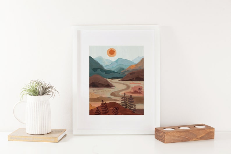 Desert Landscape Art Print Sunset Art Print, Nursery Wall Art, Sunset Painting image 2