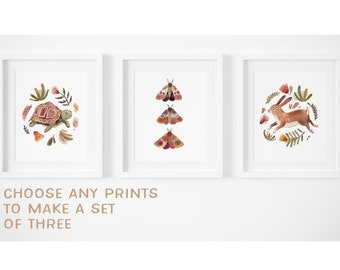 Mix and Match - Set of Three Art Prints - Home Decor, Nursery Art