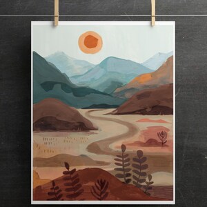 Desert Landscape Art Print Sunset Art Print, Nursery Wall Art, Sunset Painting image 3