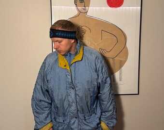 Jaqueta vintage sem marca para esqui e snowboard / Jaqueta retrô para esqui / Jaqueta dos anos 80 / Azul / Jaqueta de inverno / Jaqueta para esqui na neve