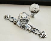 Clear crystal glass drawer knob dresser handle pull furniture handle kitchen cabinet door knob decorative handle silver chrome back plate