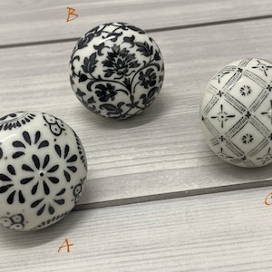 Black white handle knob round handle pull ceramic knob porcelain handle kitchen cabinet door pull dresser drawer knob antique bronze base