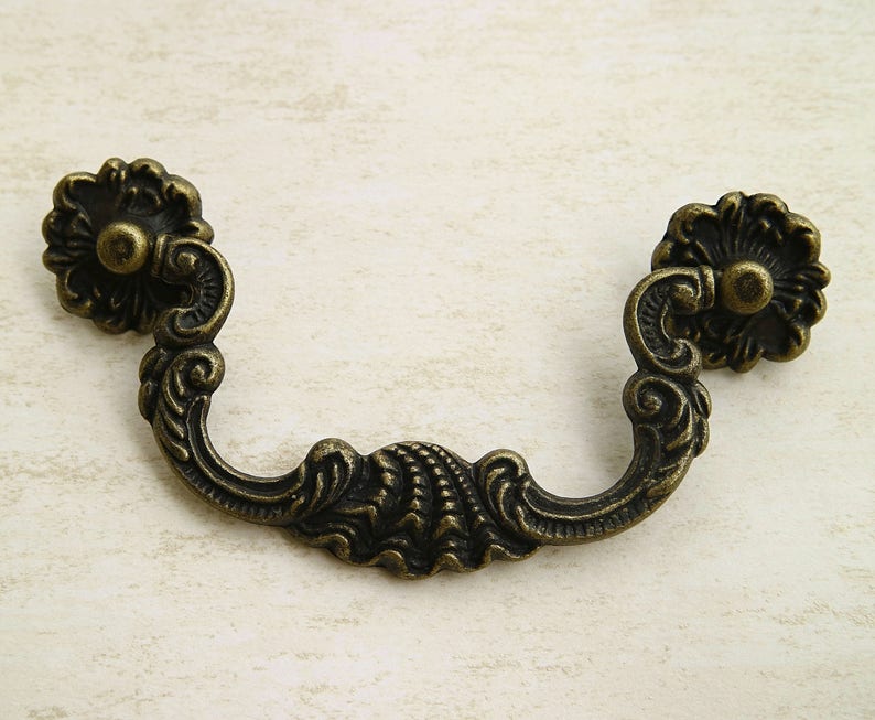 Antique Bronze Drop Bail Dresser Handle Pull Drawer Swing Etsy