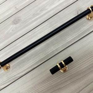 12.6" Black gold knob kitchen cupboard door pull drawer knob simple modern design wardrobe door pull dresser knob woodworking hardware 320mm