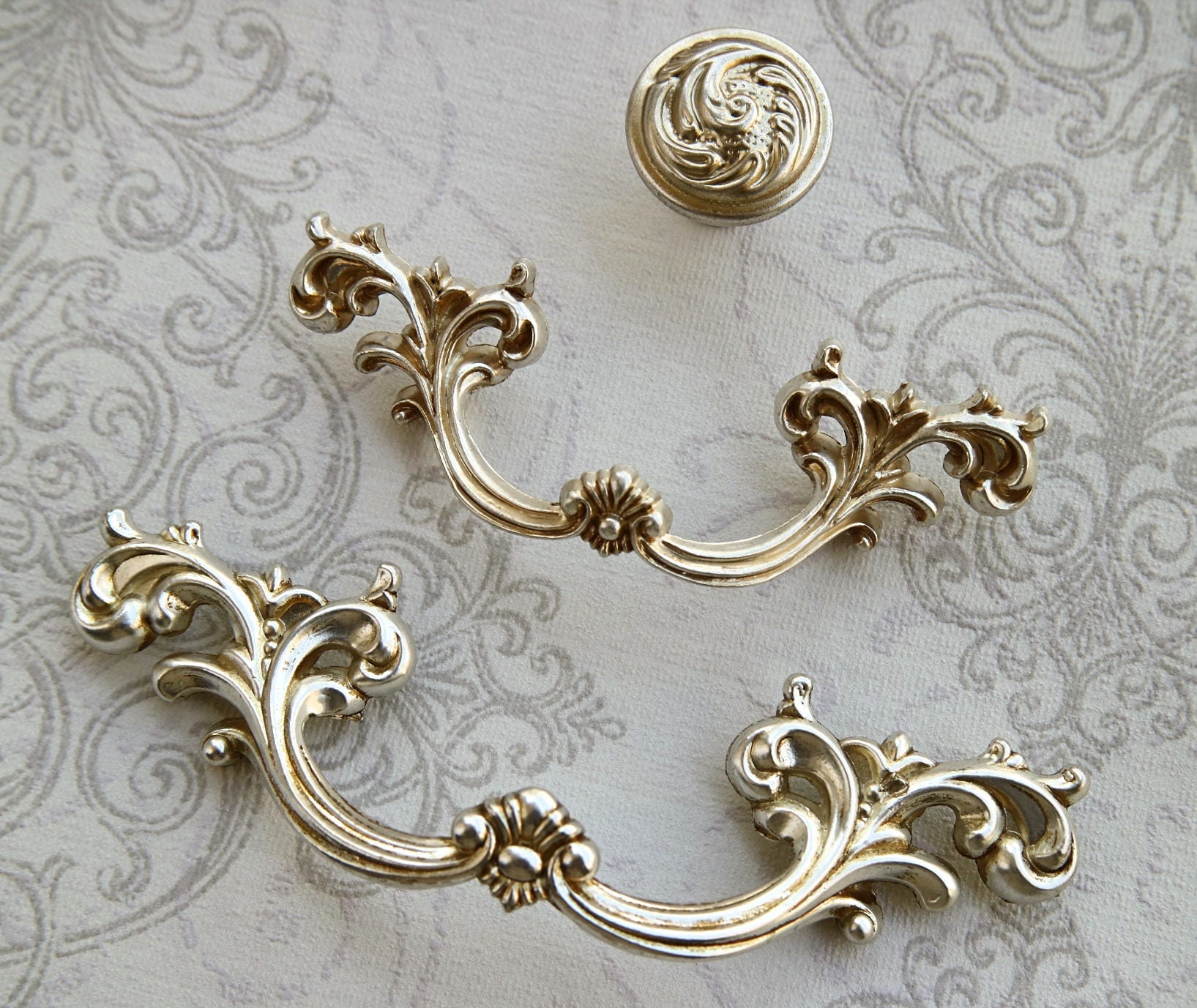 2.5 3.75 Antique silver dresser handle drawer knob furniture Etsy