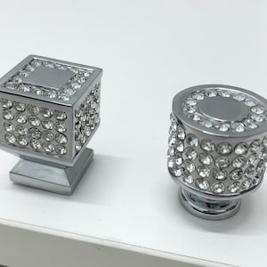 Clear silver cabinet cupboard door knob rhinestone handle pull cubic knob cylindrical handle pull decorative handle glass crystal pull knob