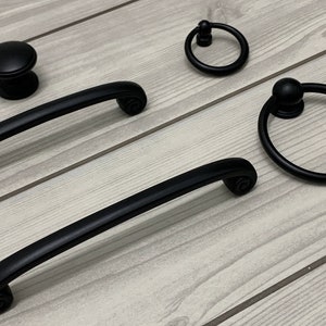 3.75&quot; 5&quot; Black drawer handle pull kitchen cabinet door knob drop ring handle round knob furniture handle pull cupboard knob pull 96 128mm