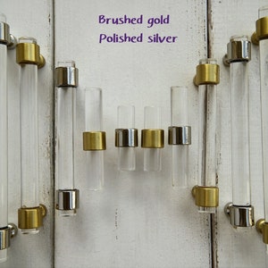3.75 5 6.3" Clear acrylic drawer dresser knob lucite furniture handle pull brushed gold brass cabinet handle polished silver knob 96 128 160