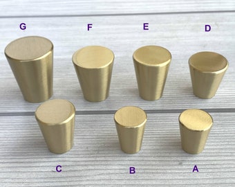 Brushed brass dresser knob pull conical drawer handle knob gold knob pull tapered knob decorative handle cabinet cupboard pull knob hardware