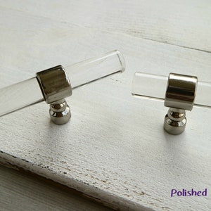 Polished silver dresser knob pull clear acrylic drawer handle lucite kitchen cabinet cupboard knob modern furniture wardrobe  handle pull
