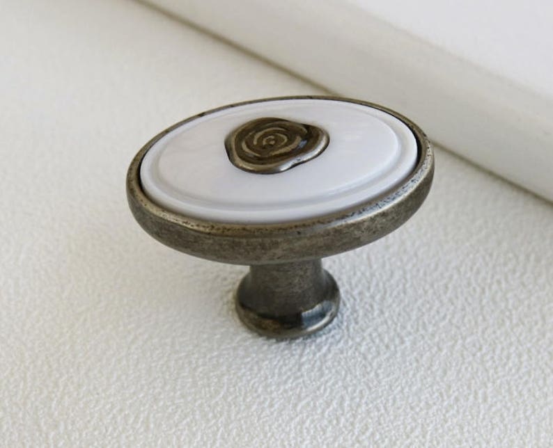 3.75\u201d 5 White ceramic drawer handle pull antique silver black cabinet door knob rose flower dresser handle porcelain wardrobe pull 96 128mm