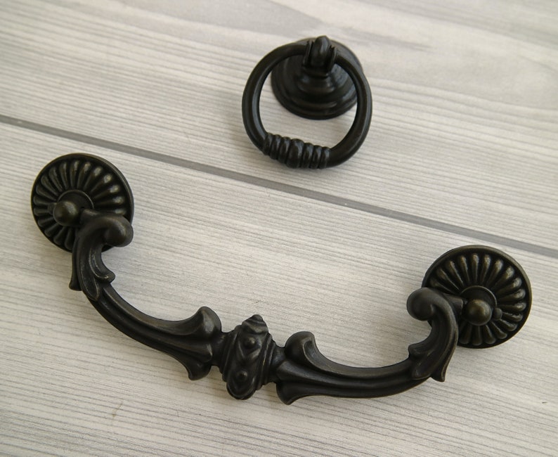 5 Antique Black Drop Bail Handle Pull Door Knob Etsy