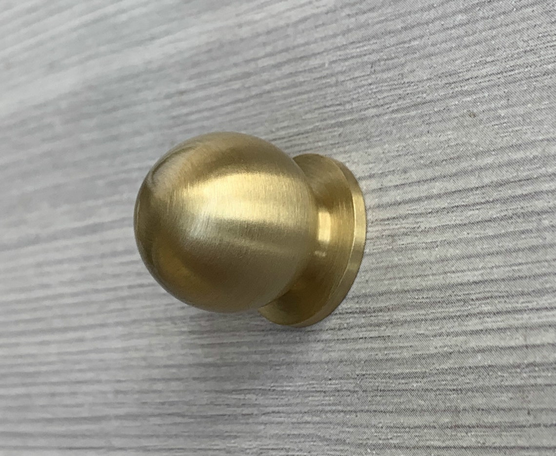 Brushed Brass Door Knob Tiny Pull Knob Gold Handle Etsy