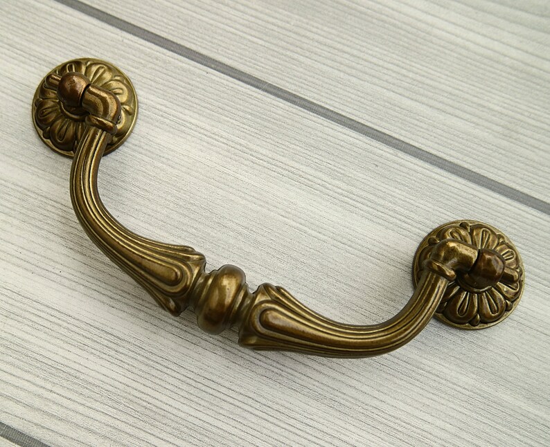 Antique Gold Brass Dresser Handle Pull Drop Bail Drawer Pull Etsy UK