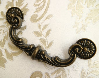 5.9" Large dark antique bronze swing handle dresser drop bail pull furniture knob kitchen cupboard cabinet door pull handle vintage 150mm