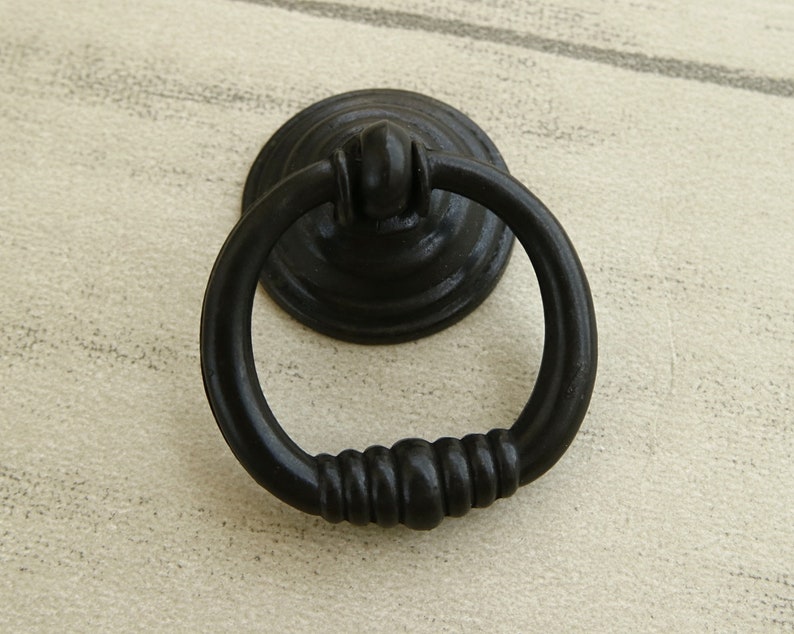 5 Antique Black Drop Ring Dresser Pull Bail Drawer Etsy