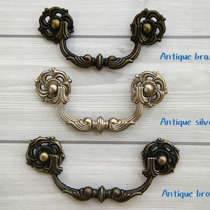 3.5" 4.25" Drawer swing pull drop bail dresser handle cabinet door knob cupboard handle antique bronze silver brass 90 108mm 3 1/2 4 1/4"