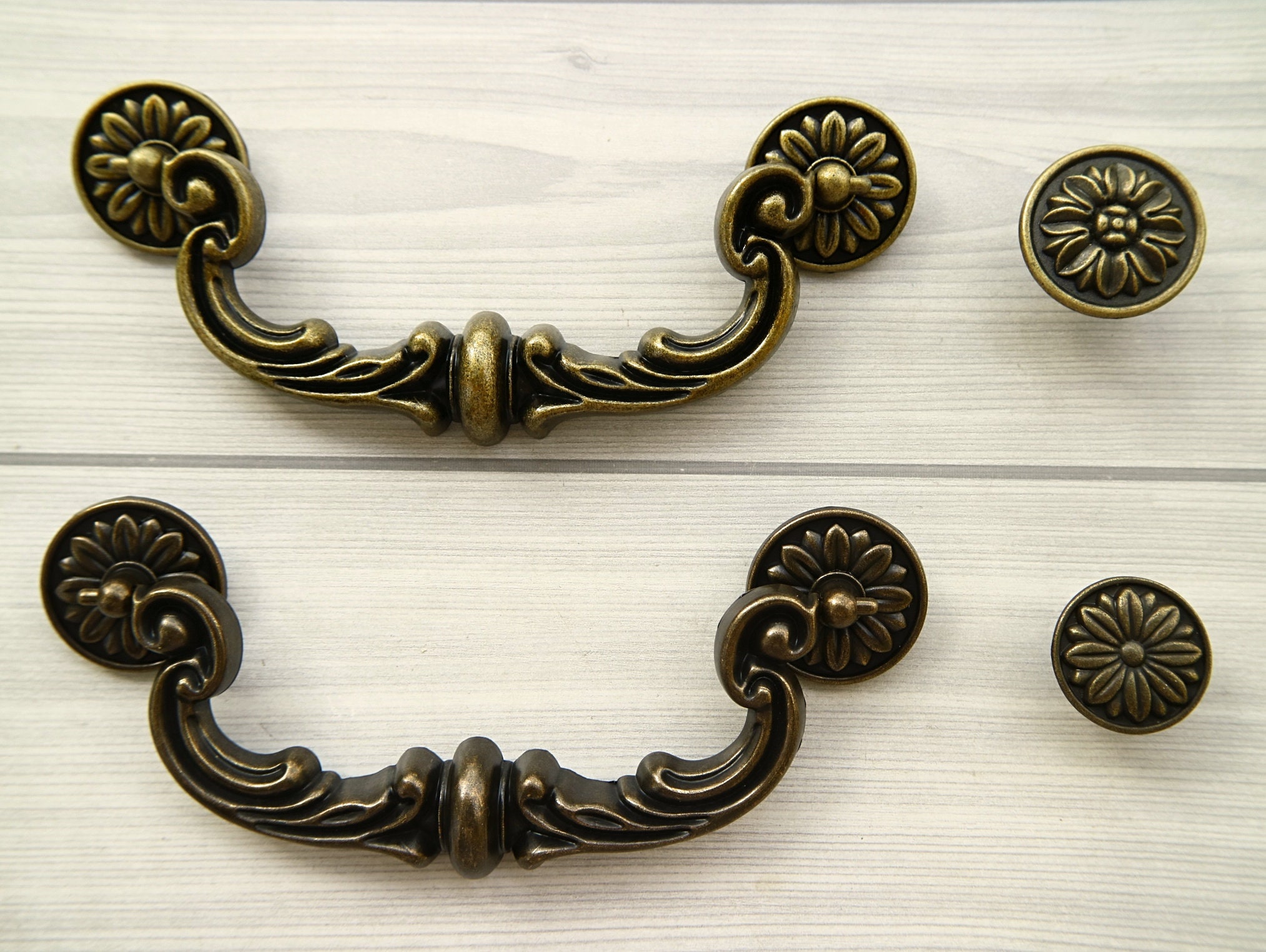 5.9" Large dark antique bronze dresser bail handle flower drawer knob kitchen cabinet drop swing pull furniture handle vintage pull 150mm