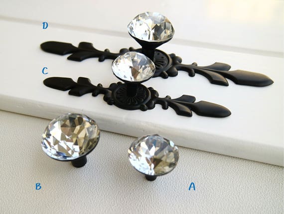 Clear Crystal Glass Dresser Knob Drawer Handle Pull Kitchen Cabinet Door  Handle Mobili Handle Cupboard Pull Knob With Black Back Plate - Etsy