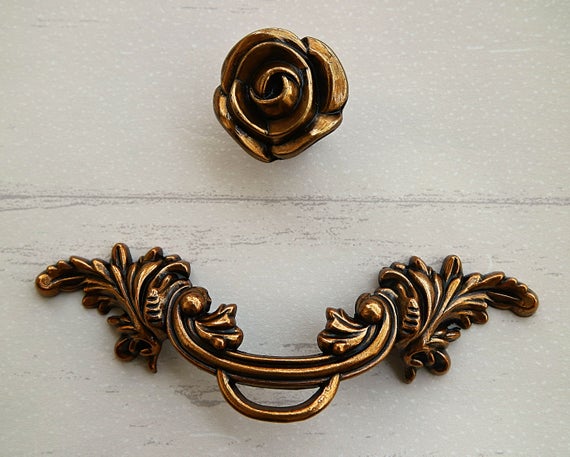 Antike Bronze Türgriffe Edle Schublade Zieht Vintage Küchenschrank Griffe Und Knöpfe Retro Möbelgriffe Hardware-A