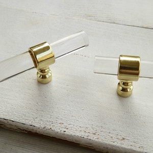 Polished gold dresser handle pull decorative drawer knob ornate kitchen cabinet handle clear lucite acrylic furniture cupboard handle pull