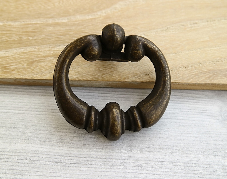 Vintage Style Drop Ring Handle Antique Bronze Dresser Knob Etsy