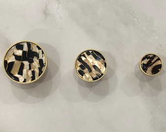 Brushed brass knob black and white with gold handle round knob decorative handle pull kitchen cabinet cupboard door knob drawer handle pull