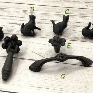 Cat knob pull kitchen cupboard door knob cabinet handle cast iron antique black handle drawer dresser pull decorative knob wardrobe handle