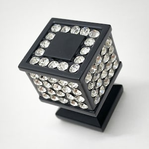 Rhinestone drawer knob clear black dresser pull kitchen cupboard cabinet pull decorative handle knob  crystal glass woodworking hardware