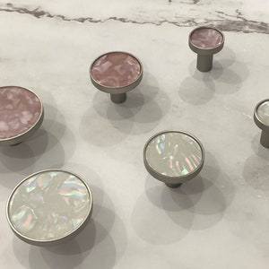 White handle pull pink knob brushed nickel pull silver steel knob kitchen cupboard handle furniture knob round handle acrylic woodworking