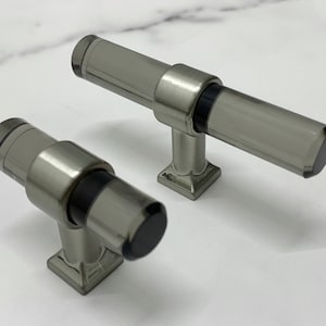 Gray acrylic drawer dresser knob brushed silver handle pull kitchen cupboard cabinet door knob wardrobe handle simplicity furniture pull