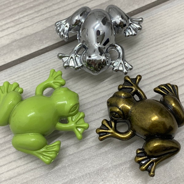 Frog handle knob drawer dresser pull animal knob pull decorative handle kitchen cabinet cupboard door knob antique bronze green silver chome