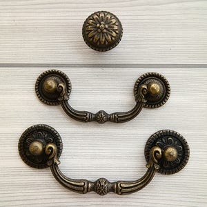 Antique bronze drop bail drawer pull wardrobe swing handle dresser bail handle pull kitchen cabinet door handle cupboard handle knob 76 96mm