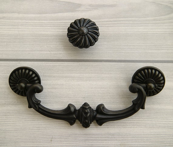 5 Vintage Look Dresser Swing Handle Antique Black Etsy