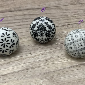 Ceramic handle knob porcelain pull kitchen cabinet cupboard door handle black white drawer knob pull dresser handle pull antique bronze base
